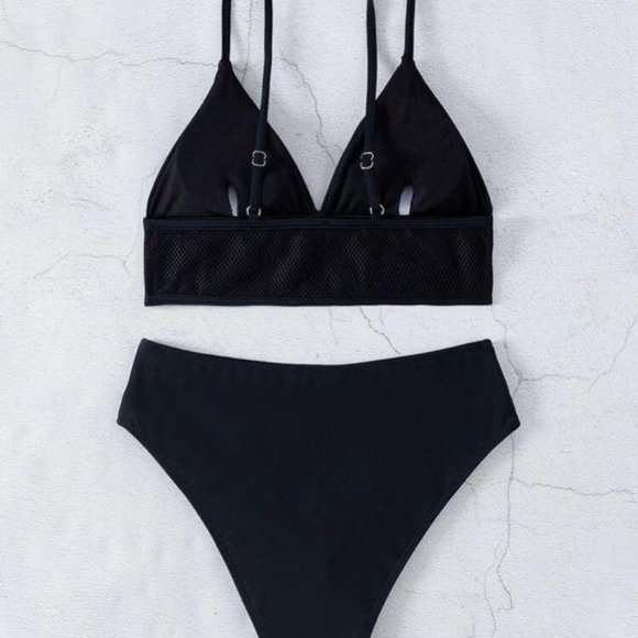 Solid High Waisted Bikini Swimsuit - Picture 3 of 3